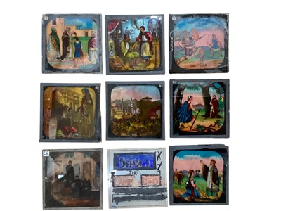Lot 2461 - Large collection of magic lantern slides, including boxed coloured slides, box titled ‘Peter Pan’ various others