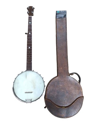 Lot 2202 - Antique five string banjo.