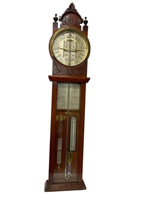 Lot 645 - Late Victorian Admiral Fitzroy barometer in carved oak case