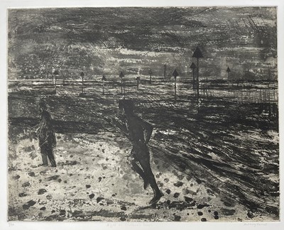 Lot 197 - Anthony Farrell (b.1945) signed limited edition etching - 'Night on Chalkwell Beach', 1/50, unframed, 39.5cm x 58cm
