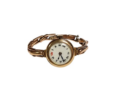 Lot 27 - 1920s 9ct gold wristwatch on 9ct gold bracelet