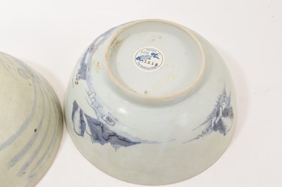 Lot 44 - Group of Chinese blue and white cargo porcelain, including a Vung Tau tea bowl, saucer and larger bowl with certificates, a Nanking tea bowl and saucer and larger bowl (6)