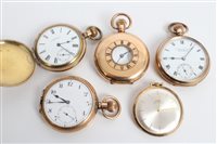 Lot 3331 - Five vintage gold plated pocket Watcheses