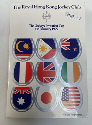 Lot 910 - The Royal Hong Kong Jockey Club signed 1975 race card, signatures including Lester Piggott, Pat Eddery