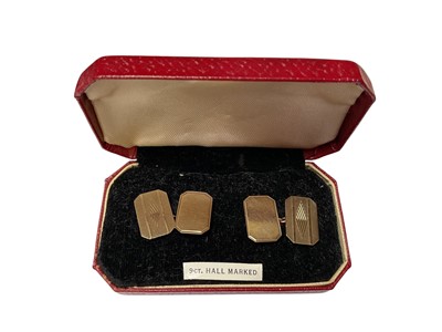 Lot 74 - Pair 1960s 9ct gold cufflinks in case (Birmingham 1963)