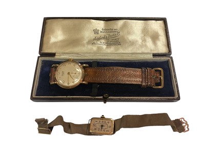 Lot 49 - 1960s gentlemen's Baume 9ct gold wristwatch together with a 1920s 18ct gold cased ladies wristwatch (2)