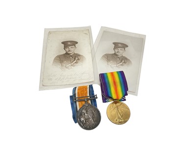Lot 652 - First World War pair comprising War and Victory medals named to 2323 PTE. R. F. Lefeaux. Essex. R. together with two photographs of Private Lefeaux, one annoted with details of his service ''joi...