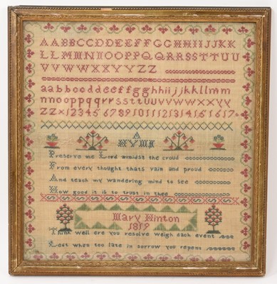 Lot 771 - George III needlework sampler dated 1819