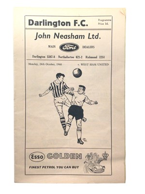 Lot 338 - Darlington v West Ham 24th October 1960 signed by eight West Ham players including Bobby Moore