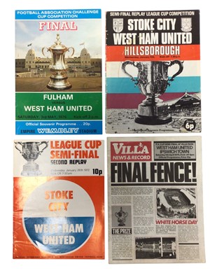 Lot 340 - West Ham selection of programmes housed in home and away bindings with slip pockets 1960s onwards to include Friendlies, European, FA Cup, League Cup, Testimonials, etc. (4 albums)