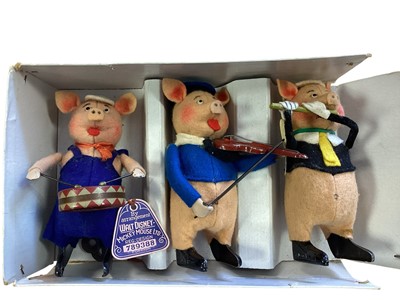 Lot 2025 - Rare Walt Disney Schuco cased set of 'The Three Little Pigs', with keys and original box (1)