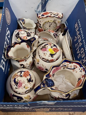 Lot 27 - Group of Mason's Mandarin and Mandalay pattern china, including a clock, jugs, cups and saucers, etc