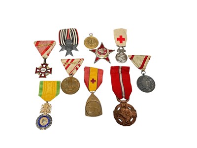 Lot 665 - Group of various First World War European medals to include Ottoman War Medal / Gallipoli Star, French medaille militaire and others (10).