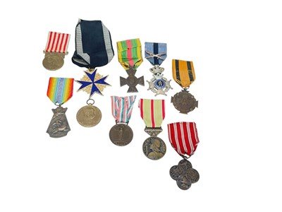 Lot 666 - Group of various First World War European medals to include French Volunteer Combatant's Cross, Greek Medal of Military Merit and others (10).
