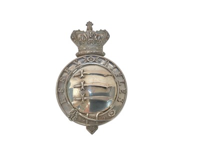 Lot 671 - Victorian Essex Rifles Militia white metal cross belt plate for the Essex Rifles Militia, with two screw post fittings to the reverse.