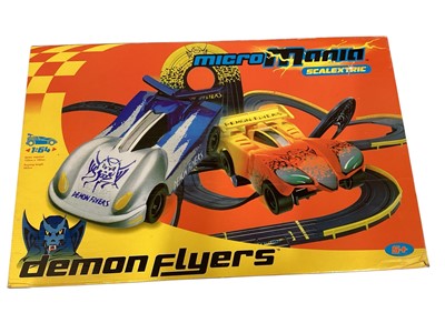 Lot 1953 - Scalextric Micro Mania Demon Flyers, boxed G1012 & Airfix slot cars (5)