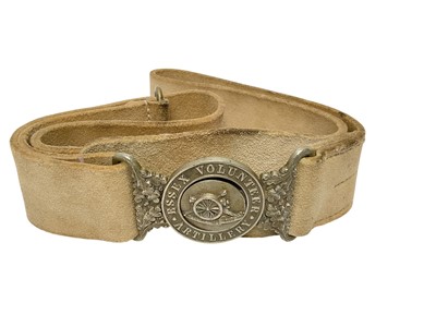 Lot 674 - Victorian Essex Volunteer Artillery belt buckle with leather belt.
