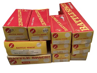 Lot 1959 - Tri-ang OO Gauge Battle Space including Anti Aircraft Searchlight Wagon R341K, Command Car R725, Catapults Plane Launching Car R562K, Medical Corps Ambulance Car R248, Multiple Missile Launcher...