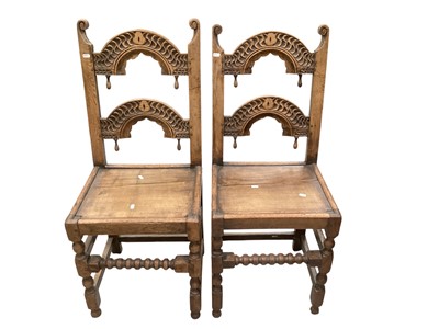 Lot 1274 - Pair of 17th century South Yorkshire/Derbyshire carved oak chairs