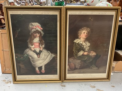 Lot 940 - Pair of original Pears prints after Millais - Bubbles and Cherry Ripe - framed
