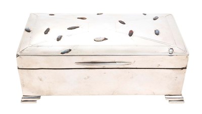 Lot Silver cigarette box with shibayama decoration