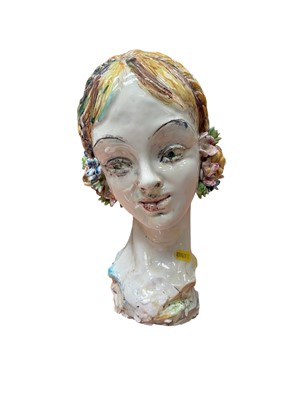 Lot 18 - 1950's Italian pottery head, signed and dated 1959