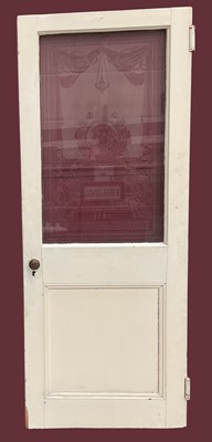 Lot 1382 - Etched glass door believed to be from the Garrick theatre, Drury lane