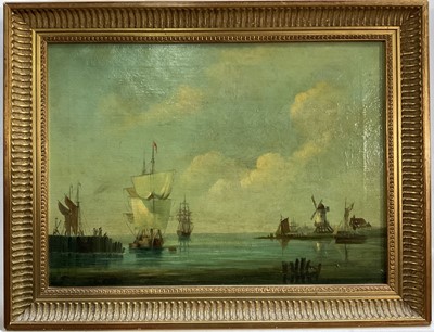 Lot 1034 - English School, 19th century, oil on canvas - Marine Scene, indistinctly monogrammed, 29cm x 38cm, in gilt frame