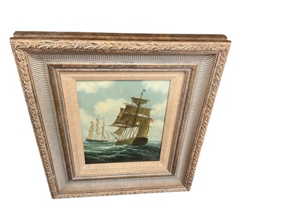 Lot 832 - Contemporary oil on board marine scene, 19 x 24cm.