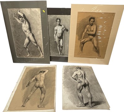 Lot 144 - Group of late 19th / early 20th century atelier male nude studies