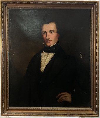Lot 1026 - English School, 19th century, oil on canvas - Portrait of a Gentleman, 77cm x 64cm, in gilt frame