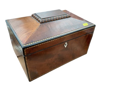 Lot 496 - 19th century mahogany work box of sarcophagus form, 31.5cm in length.