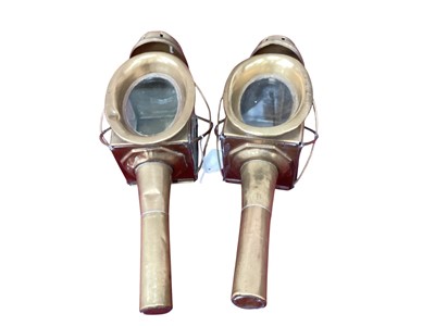 Lot 2468 - Pair of brass carriage lamps