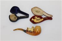 Lot 4158 - 19th century novelty Carsved meerschaum pipe,...