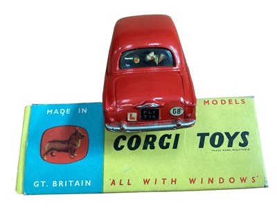 Lot 1969 - Corgi Toys diecast Chevrolet State Patrol No.223, Vauxhall Velox Saloon No.203M, Plymouth Sports Suburban Station Wagon No.219, Rover 90 Saloon No.204, Jaguar 2.4 litre Saloon No.208S, Austin A4...