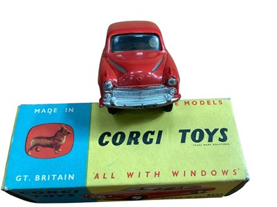 Lot 1969 - Corgi Toys diecast Chevrolet State Patrol No.223, Vauxhall Velox Saloon No.203M, Plymouth Sports Suburban Station Wagon No.219, Rover 90 Saloon No.204, Jaguar 2.4 litre Saloon No.208S, Austin A4...