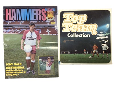 Lot 346 - West Ham related selection of VHS & DVD's, Hammers Magazines and periodicals, scrap bppks, tickets etc. 8 boxes (large quantity)
