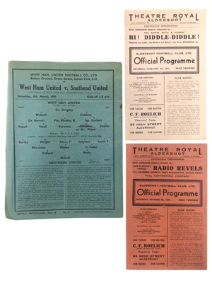 Lot 344 - West Ham v Southend United Football league War Cup, Aldershot v West Ham, October 7th 1944, February 3rd 1945 (3)