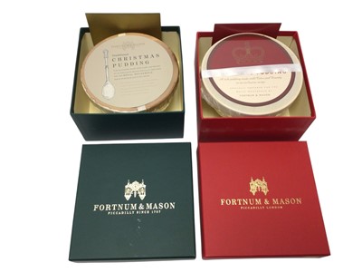 Lot 116 - Eight Royal Fortnum & Mason Christmas puddings with cards 2000-2024