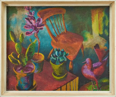 Lot 857 - Bryan Brooke (1915-1998) oil on canvas, still life with succulents. NB: Bryan Brooke, was a surgeon in Birmingham (later Professor of Surgery at St. George's Hospital, London) he made regu...