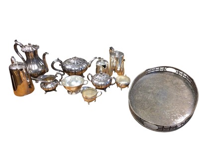 Lot 263 - Viners Sheffield plated tray, plated coffee set and other plated ware (1 box)
