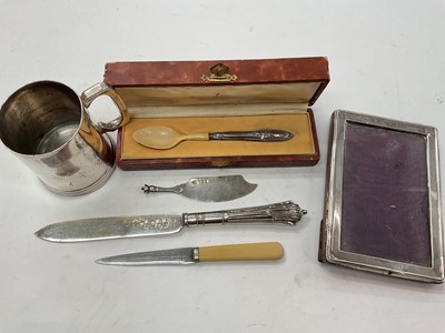 Lot 1073 - Silver photograph frame, other silver and plated items
