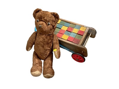 Lot 508 - Tri-ang push along trolley and a bear (2)