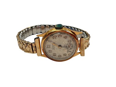 Lot 1096 - 18ct gold cased Exacto vintage ladies' wristwatch on expandable gold plated bracelet