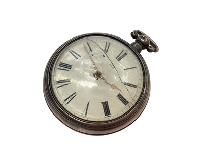 Lot 1097 - Georgian silver pair cased pocket watch (both London 1836) with movement signed T.C Skarratt, Kington
