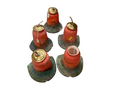 Lot 502 - Group of five 1920's marbled glass lamp shades (5).