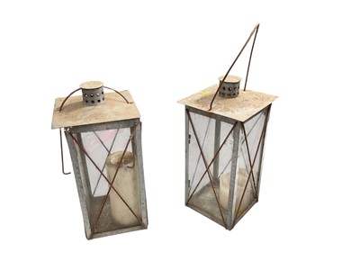 Lot 503 - Pair of glass and metal garden lanterns (2).