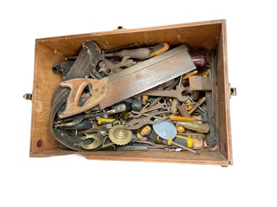 Lot 488 - Lot of old tools in wooden case and another empty case (2).