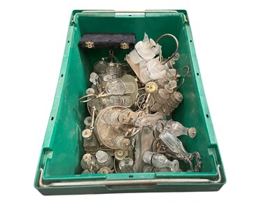 Lot 506 - Collection of silver plated cruet frames, bottles and other items, (1 box).