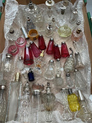 Lot 1153 - Collection of silver mounted and other glass perfume bottles